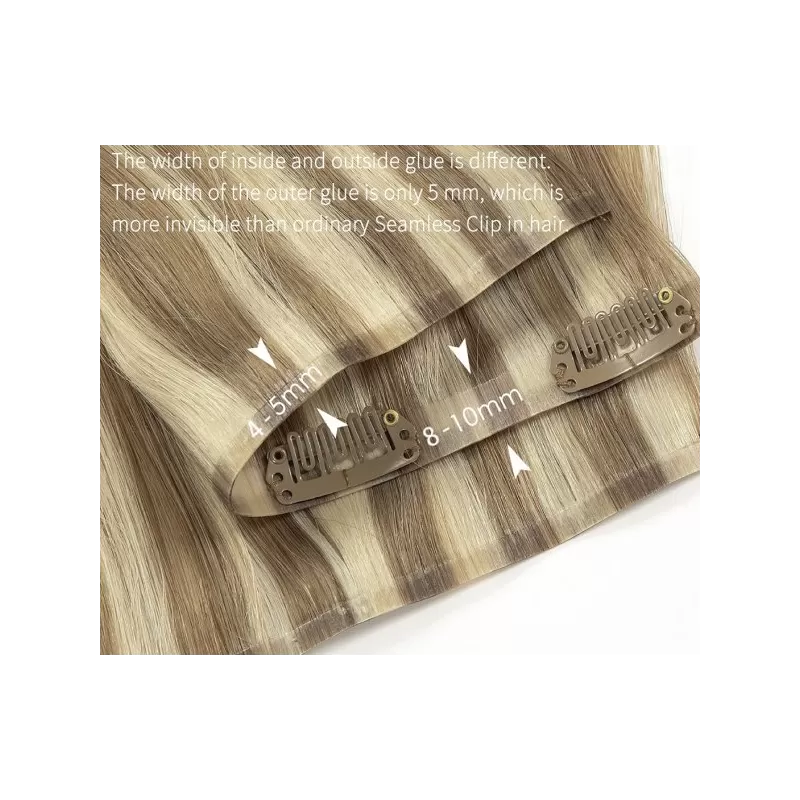 Natural Hair 50cm SEAMLESS Clip-in Set 4 Brown