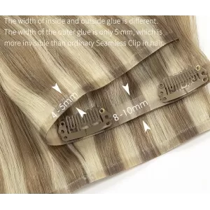 Echthaar 40cm NAHTLOSE Clip-In Extensions 1 Schwarz