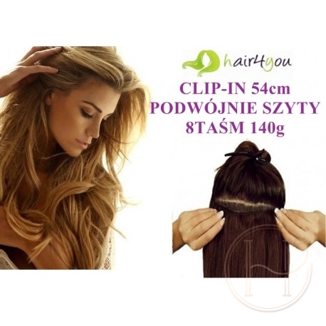 PODWÓJNIE SZYTY ZESTAW CLIP IN 8taśm 140 GRAM