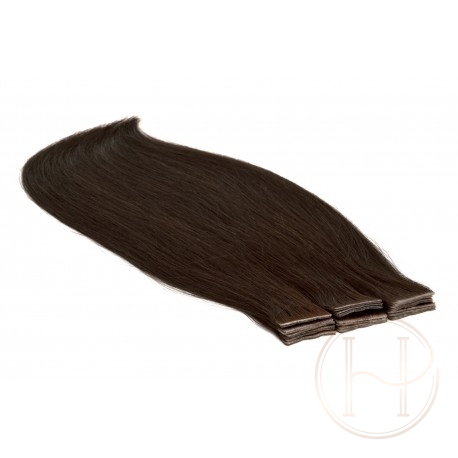 1b bardzo ciemny brąz Włosy na taśmie silikonwej 50cm skin weft TAPE ON