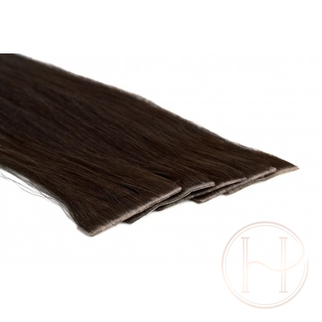 1b bardzo ciemny brąz Włosy na taśmie silikonwej 50cm skin weft TAPE ON